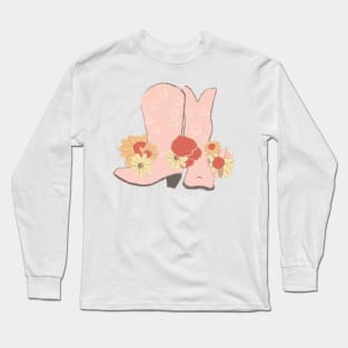 Pink Boots and Flowers Long Sleeve T-Shirt